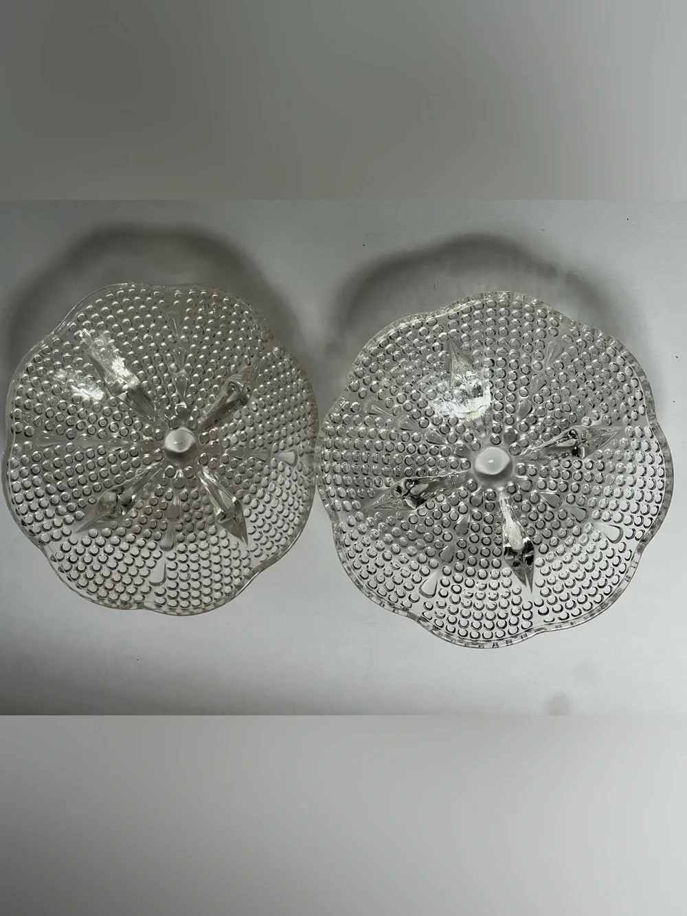 Set of 2 Vintage Clear  Hazlett Atlas Hobnail Glass Candy Bowls, 1960’s.